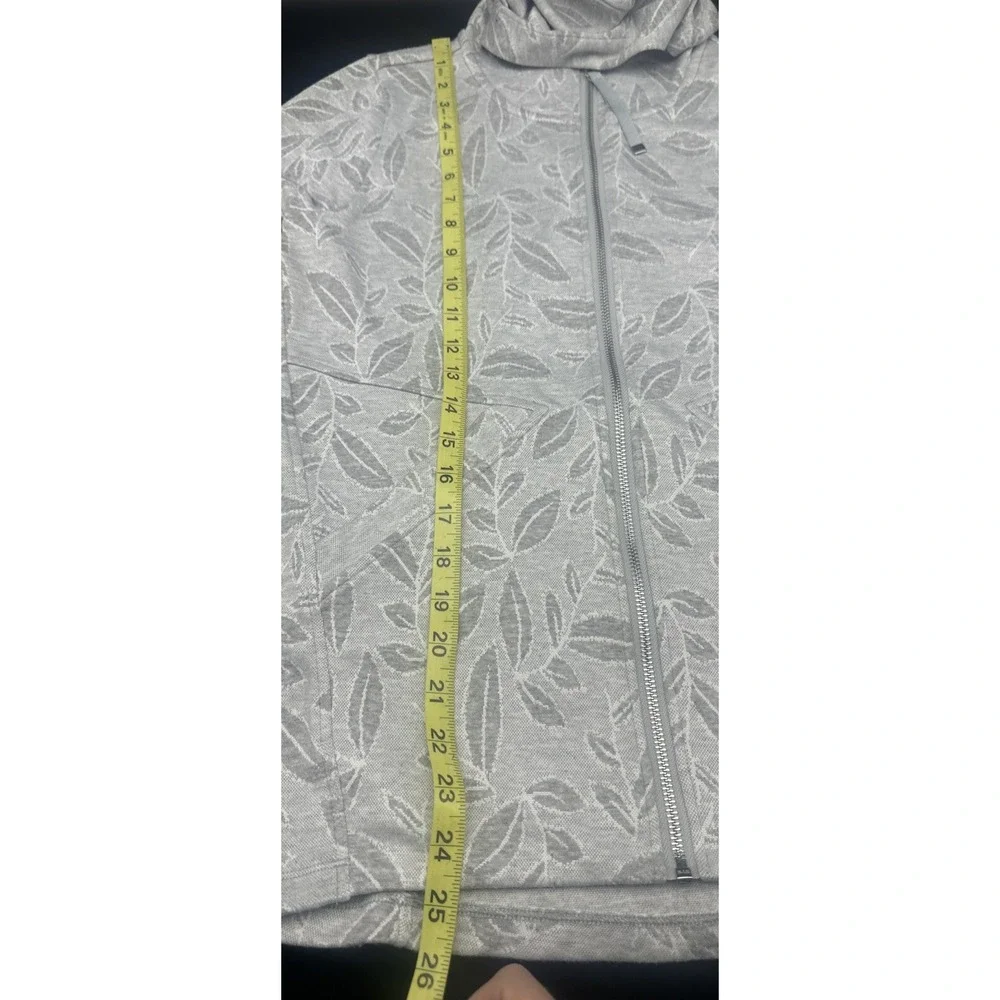 Soft Surroundings GRAY Floral Jacquard Full Zip Hooded‎ Jacket Sz Petite XS